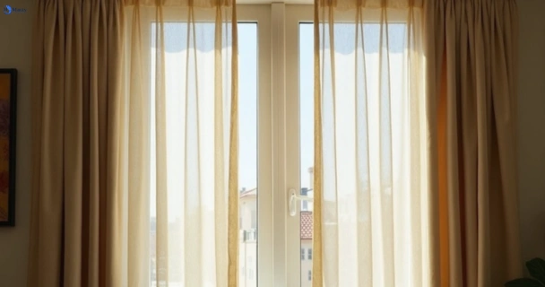 Dull dusty drapes in riverhills before professional cleaning